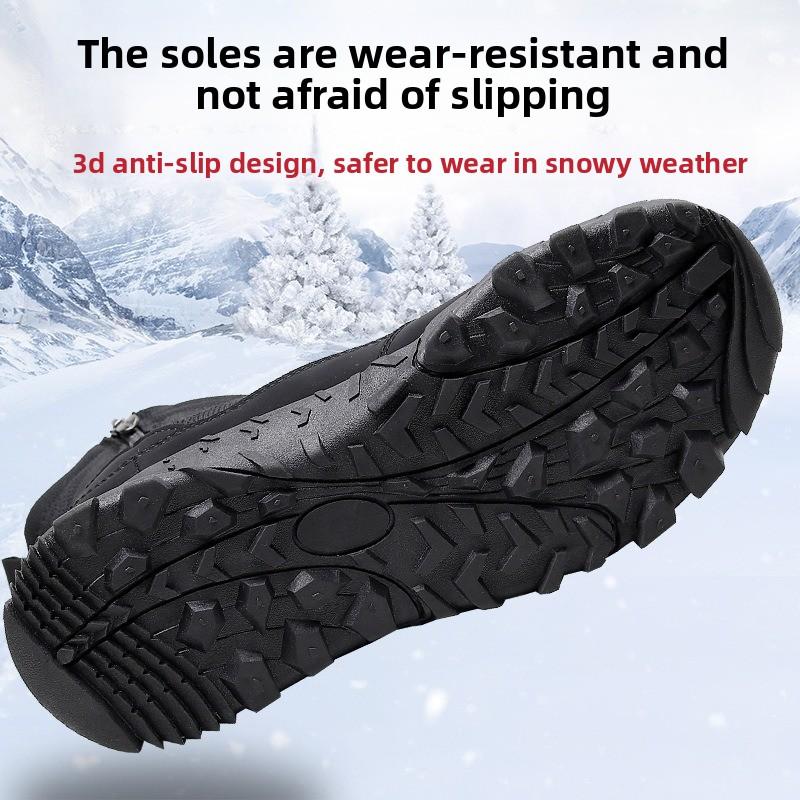 Herren Schneestiefel Outdoor Rutschfeste Plateau-Stiefel 2026Neue Winterstiefel für Herren Samt Warme Baumwollschuhe Winter Mittelhohe Stiefel Botas