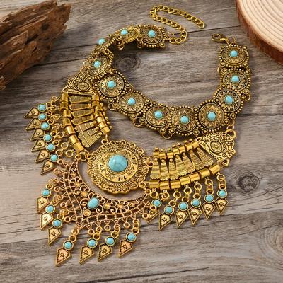 Retro Ethnic Water Drop Tassel Necklace and Sweater Clavicle Chain Accessories