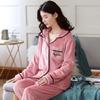 Women's Long Sleeve Coral Fleece Pajamas - Thick, Warm Flannel for Autumn and Winter