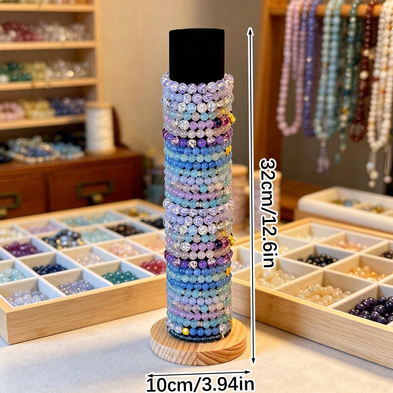 1pc velvet multi-color bracelet jewelry storage rack with vertically stacked tabletop and wooden solid wood base storage rack