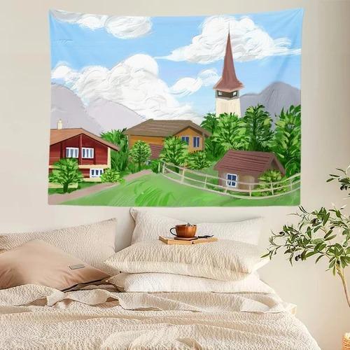 Home Fashion Decoration Tapestry Hand-painted Watercolor Sunset Print Bedroom Living Room Tapestry