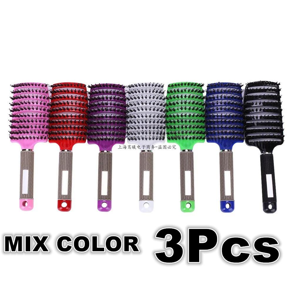 3PCS /set Women s Anti-Knot Nylon Bristle Hairbrush Detangler Scalp Massage Tangle Teaser Hair Comb for Hair Care