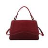 Women Simple Solid Color Suede Small Square Crossbody Handbag For Daily Use