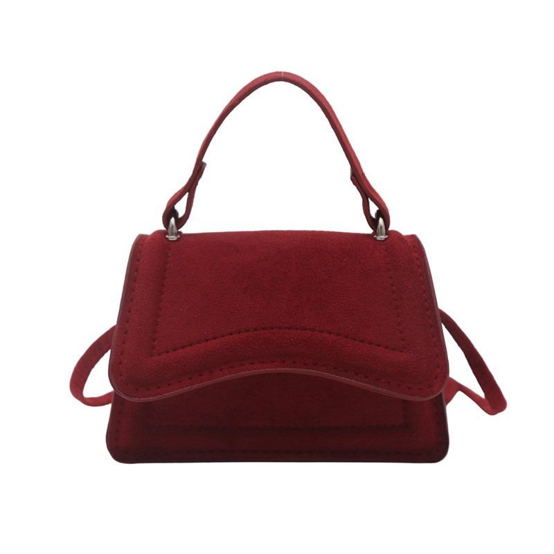 Women Simple Solid Color Suede Small Square Crossbody Handbag For Daily Use