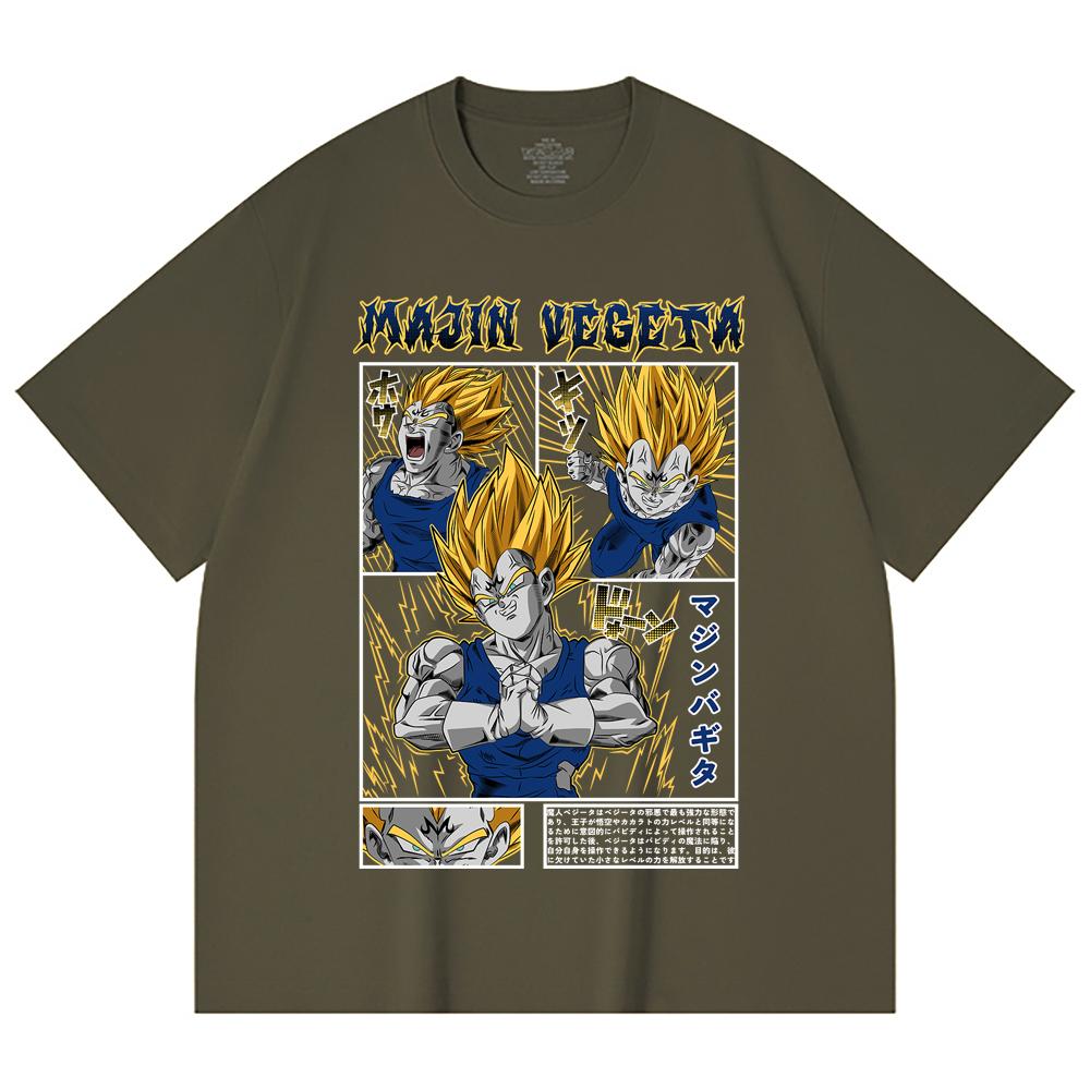 T-shirt Unisex Pesante 100% Cotone 230 Gsm con Stampa Dragon Ball V45 Majin Vegeta