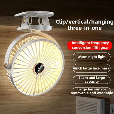 1800mAh Clip Electric Fan 5 Speed Quiet Rechargeable Desktop Portable Air Circulator Wireless Fan with LED Light Camping Fans