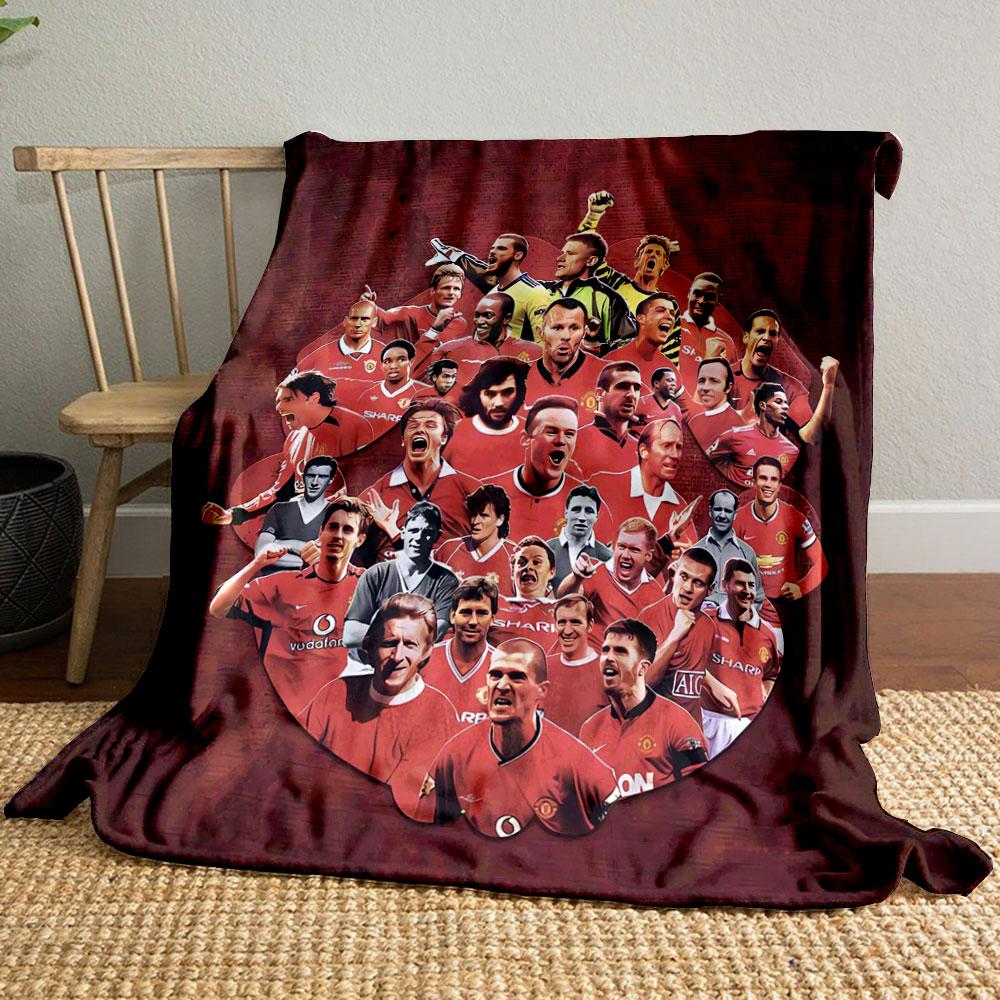 A collage of faceless football players in red jerseys on a red background. for all seasons blanket lunch break throw gift