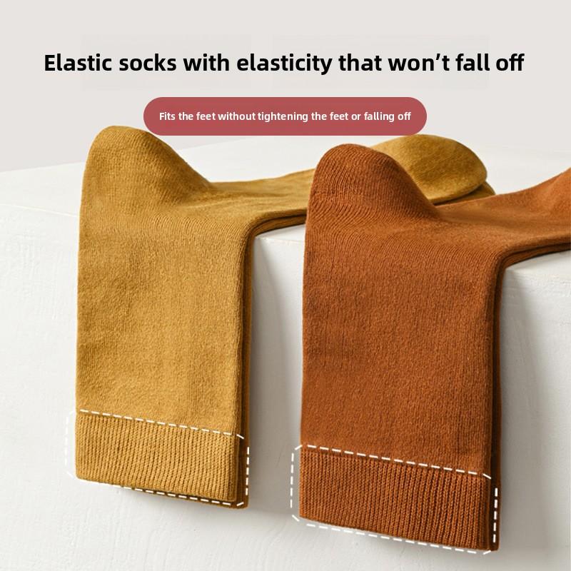 5 Paar Damen Frühling und Herbst Reine Baumwolle Einfarbig Reine Baumwolle Sport Verdickte Mittellange Socken