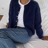 Fashion Crew Neck Cardigan Sweater Women's Loose Knit Cardigan Short Coats Button Front Autumn Winter Solid Color Jacket