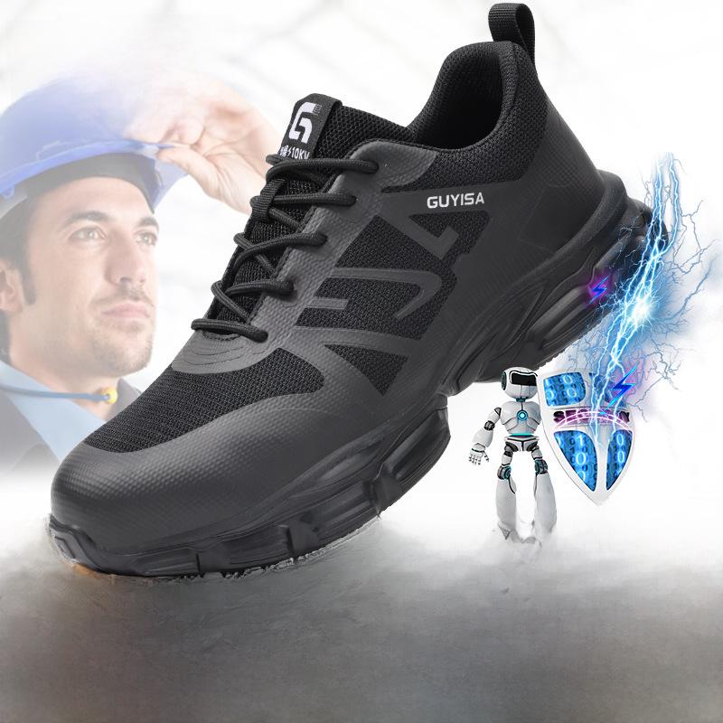 Přeshraniční otočné knoflíkové lehké bezpečnostní boty - Prodyšné pracovní boty bez šňůrek pro muže a ženy