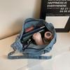 Denim Messenger Bag med Stor Kapacitet Dam Vintage Axelväska Crossbody-väska