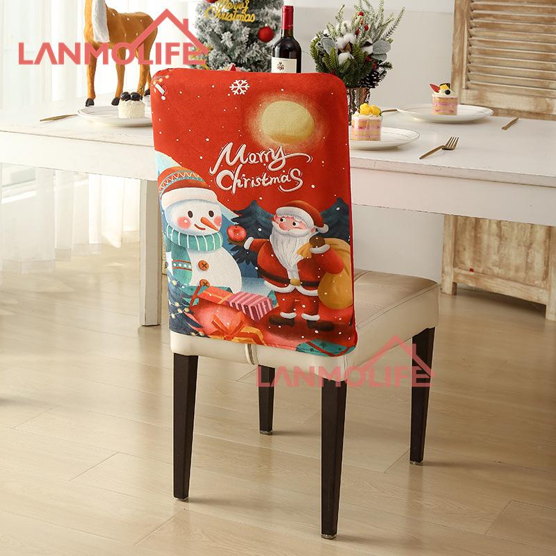 Vánoční potah na sedák Netkaný kreativní Santa Claus perníkový panáček potištěný potah na židli Slavnostní stolování Atmosféra Dekorace Čalounění