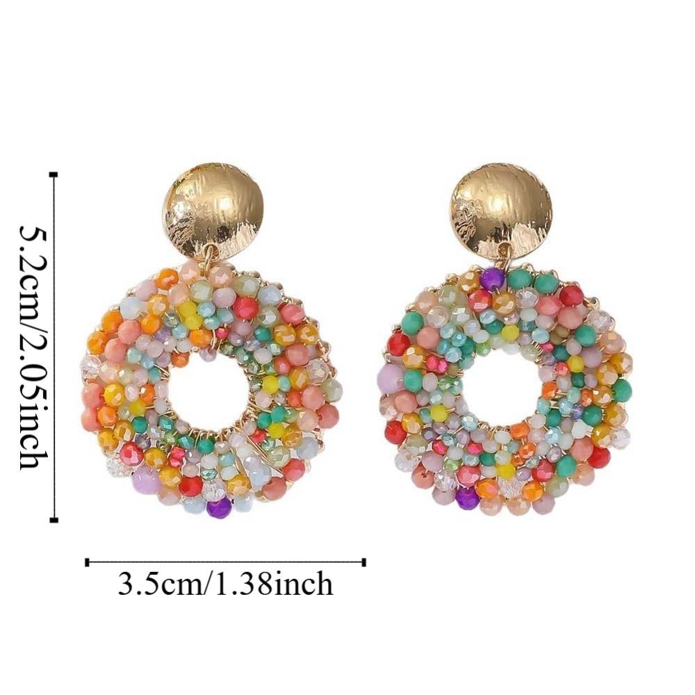 1 pair Ethnic Style Glass Mini Beads Earrings Jewelry Round Beaded Earrings Banquet