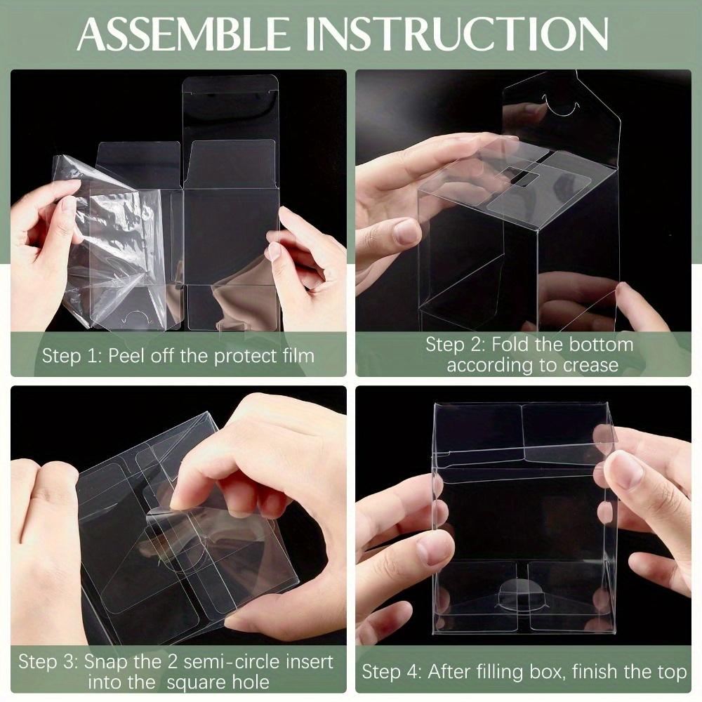 15pcs PET Clear Plastic Party Favor Boxes with Golden Ribbon Transparent Cube Treat Boxes Gift Packaging Boxes Waterproof Folding Gift Containers