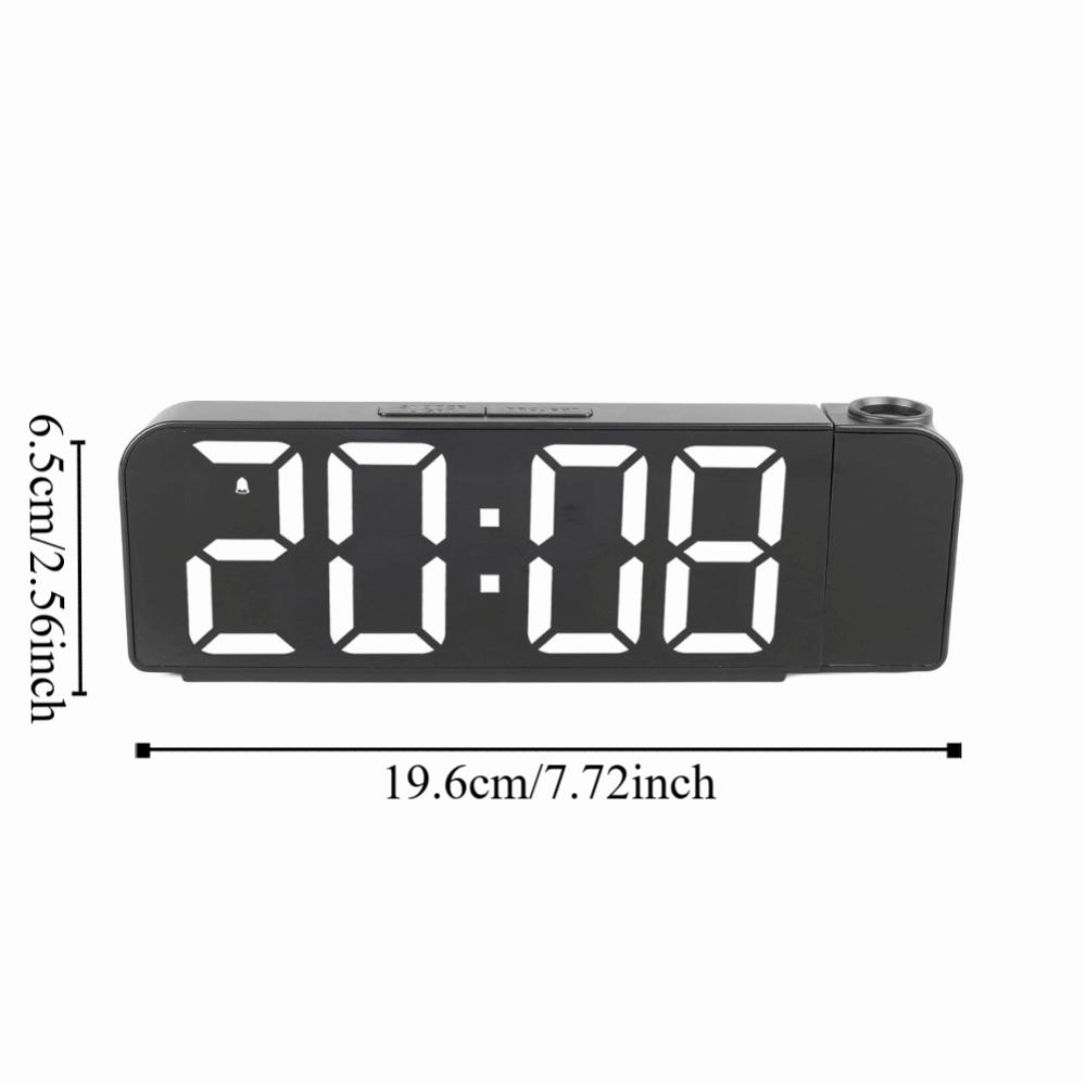 Plastic Alarm Clock Black-faced Large-screen Projection Alarm Clock White-light LED Digital Alarm Clock Daily Use