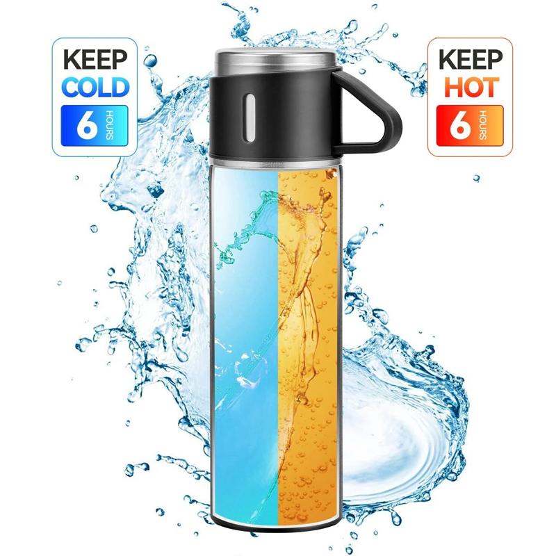 Termoflaska i rostfritt stål Vakuumisolerad kolv med kopp för kaffete