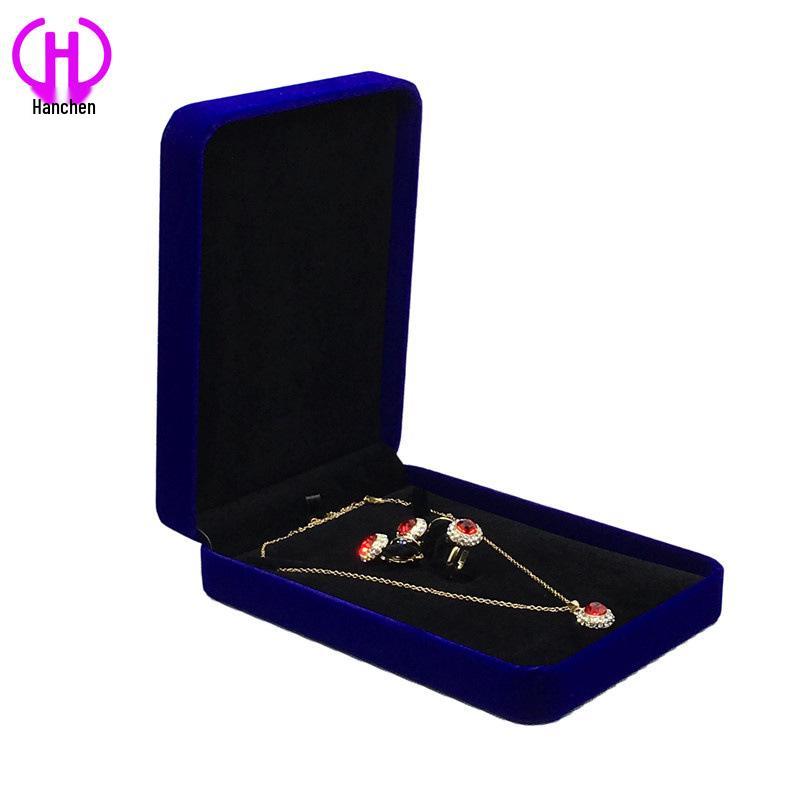 Flocked Jewelry Box for Necklace, Rings, Bracelets & Earrings - 4-Piece Set