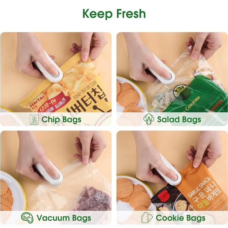 Mini Sealer Portable Mini Sealer 2 In 1 Heat Sealer For Snacks  Home Use Rechargeable Sealer Vacuum Sealer Snacks Plastic Bag