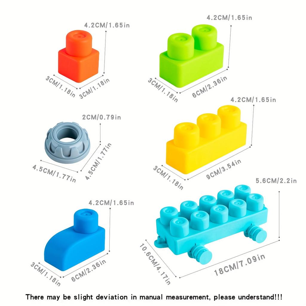 Newest Large Particles Can Chew Soft Rubber Building Blocks for Children's Early Education Puzzle DIY Assembling Blocks