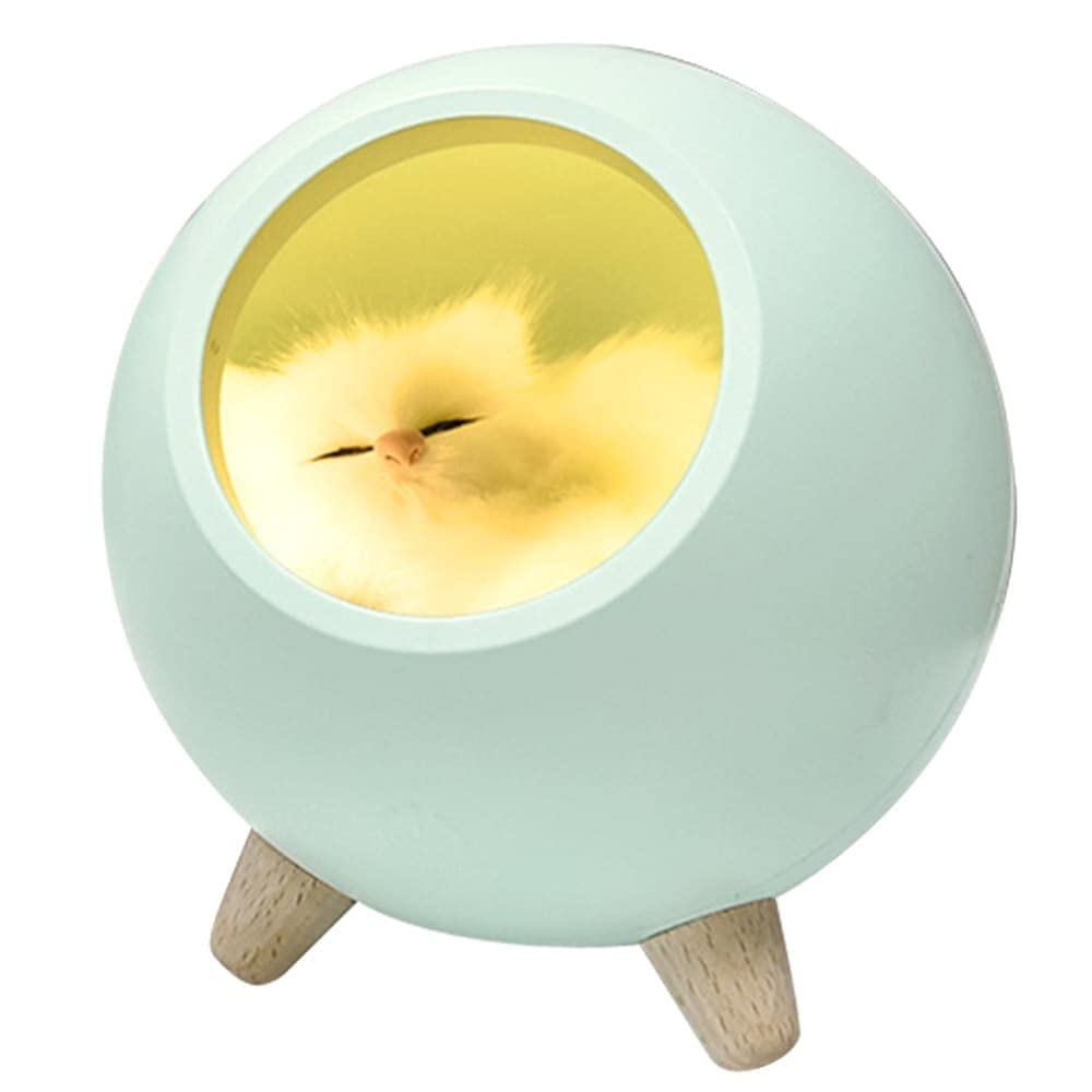 Moin Moin Lamp Electric Cat Paw LED Light Dome Bedside Night Lamp Touch Stepless Dimming Auto Off Cordless Rechargeable Night Table Light Green Warm
