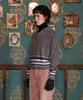 UNALLOYED Alpaca Striped Knit Polo Shirt / Charcoal