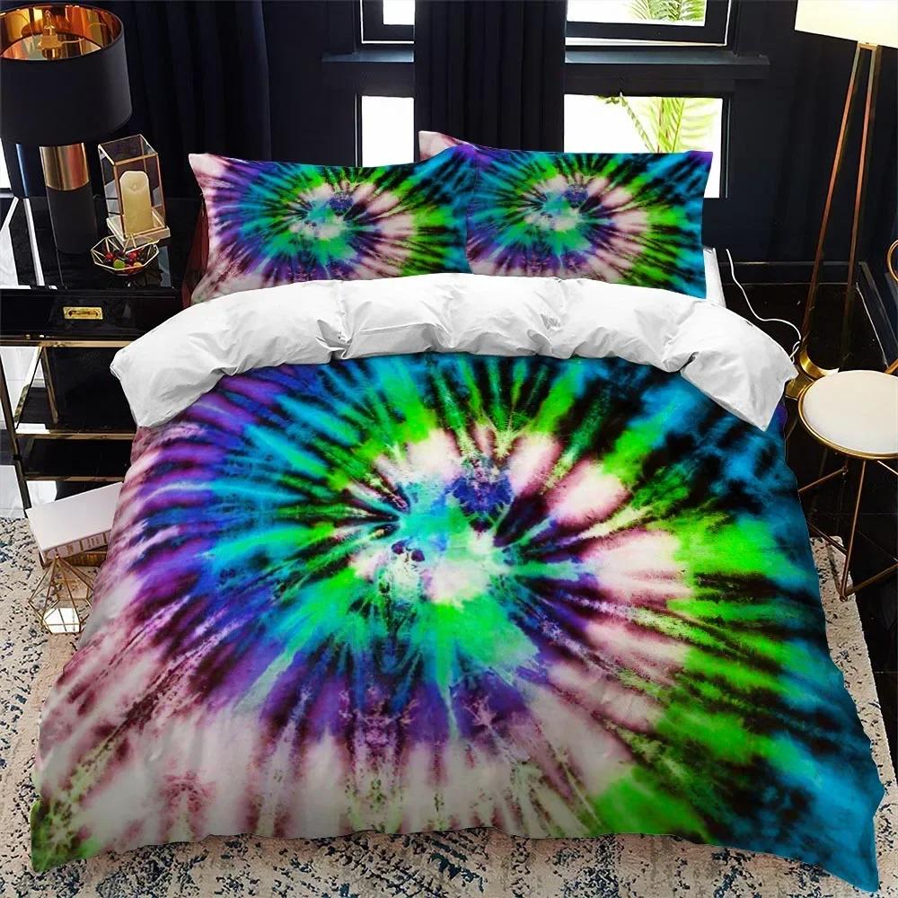 Color tie dyeing Comfortable Duvet Quilt Cover Pillowcase Bedding Set Children Bedroom Decoration Home Textile