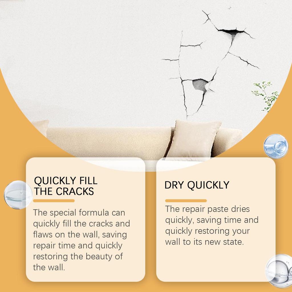 Jue-fish Quick-Fix Wall Roller Compound - White Instantly Conceals Holes, Nail Pits, and Cracks with One Coat (300g)