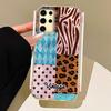 Vintage Blue Leopard Print Girl Vortex Texture Phone Case for Samsung Galaxy S25 Edge S24 S23 S22 S21 S20 FE Plus Ultra Cover