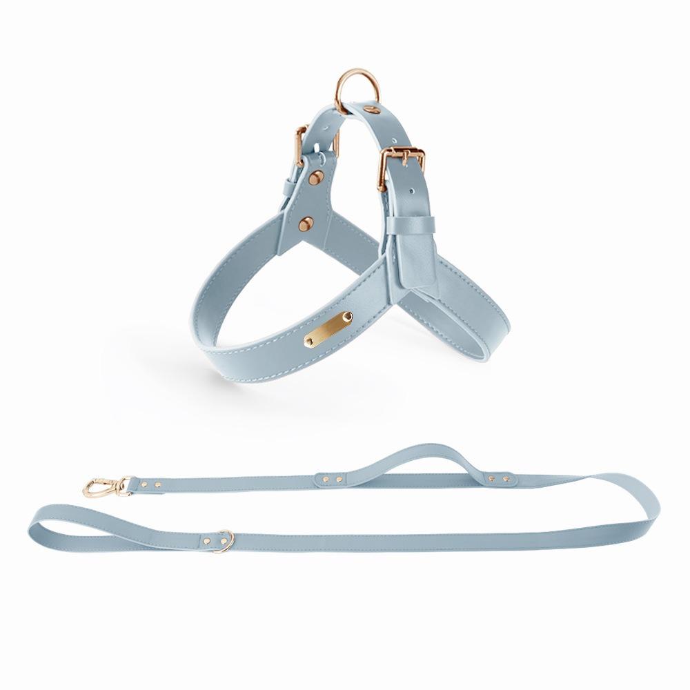 Waterproof Leather Dog Breast Strap Hand Holding Rope Vest-Style Medium Large Dog Explosion-Proof Leash Outing Pet Supplies