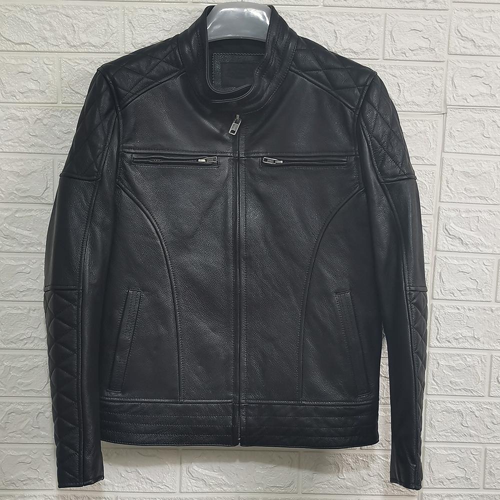Chinesische Größe Vintage Männer Lederjacke dick 100% echtes Rindsleder Bikerjacke Slim Fit Männer Motorradmantel Herbst asiatische Größe S-5XL M419