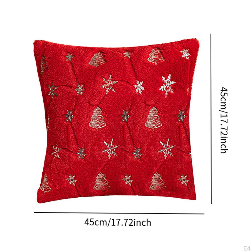 Christmas Theme Plush Pillow Case 18x18 Inch Washable for Living Room Coffee Shop