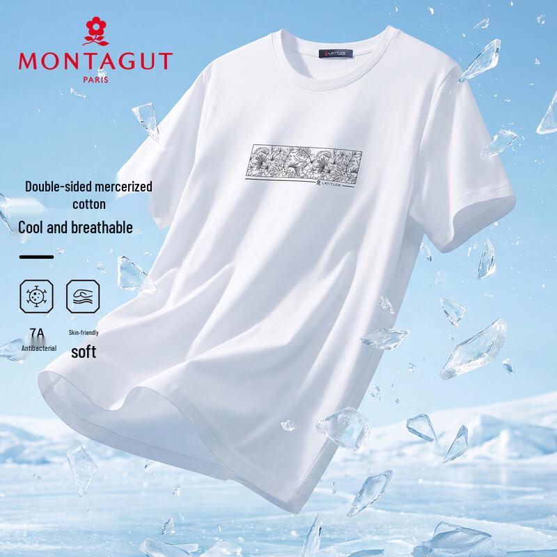 MONTAGUT Men s Mercerized Cotton Short Sleeve T-Shirt L