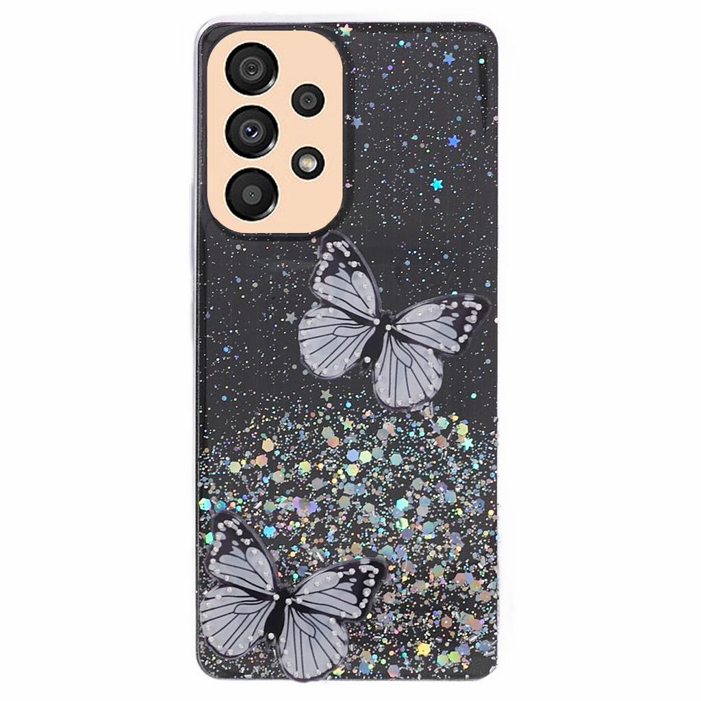 AW Series For Samsung Galaxy A32 5G/M32 5G Cell Phone Case Butterfly Decor Sparkle Epoxy Cover with Big Rear Lens Hole