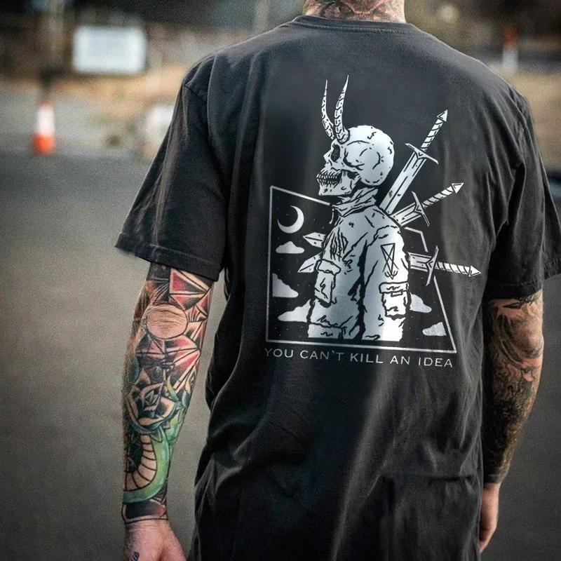 Skeleton Punk Rock Hiphop Print 100 Cotton Men Women Tshirt Summer Autumn Daily Outdoor Sports Party Loose Street Short Sleeve