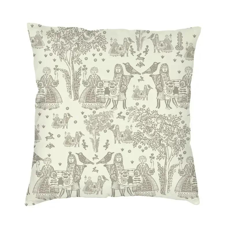 Toile De Jouy Sepia Vintage Pařížský Umělecký Design Čtvercový Povlak na Dekorační Polštář D Oboustranný Tisk Potah na Polštář pro Pohovku