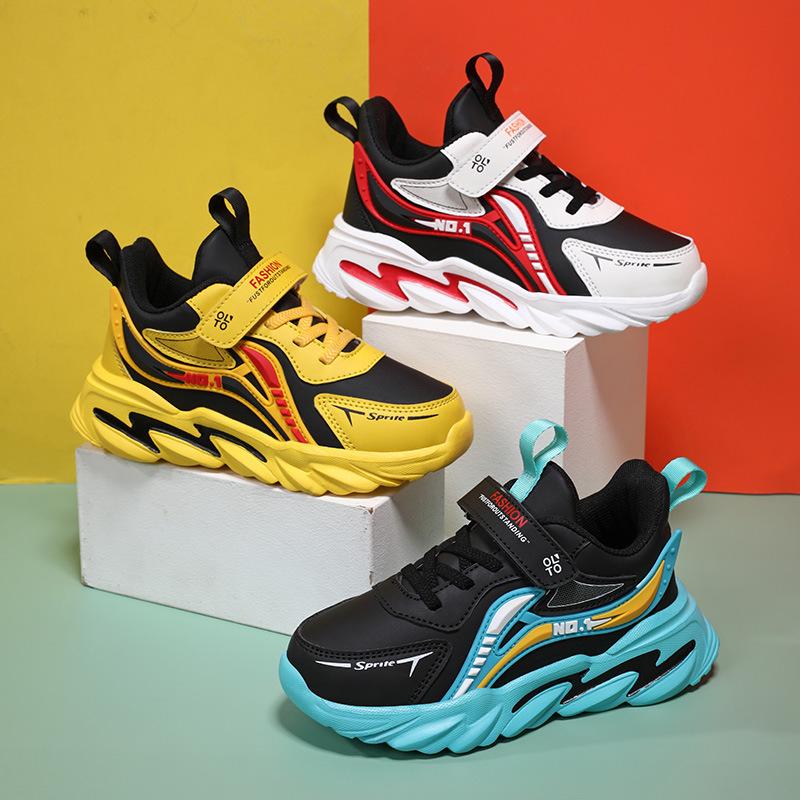 Spring & Autumn Leather Soft Sole Running Shoes for Boys - Lightweight Outdoor Sports Sneakers for Kids