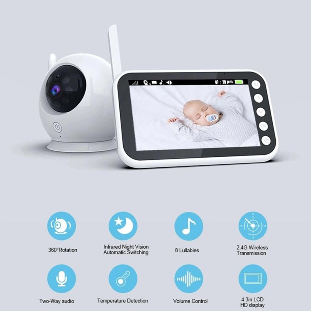 Baby Monitor-4.3 Inch Baby Monitor with Baby Care and Monitoring Features - Perfect for Keeping an Eye On Your Little One - English Translation