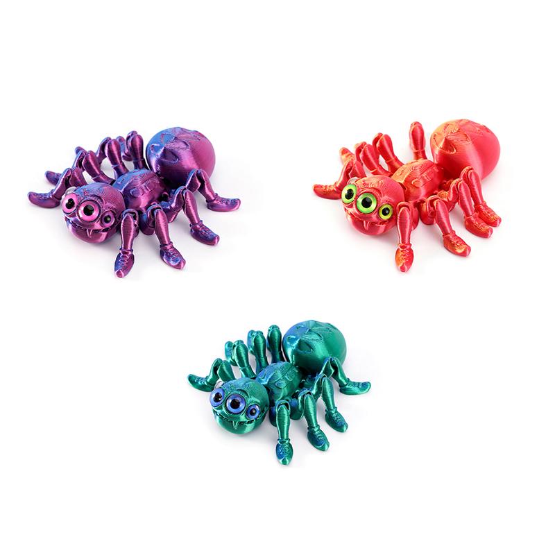 Flexible 3D Printed Articulated Spider Sculpture Poseable Jointed Spider Figurine Creative Desk Decor Ornament
