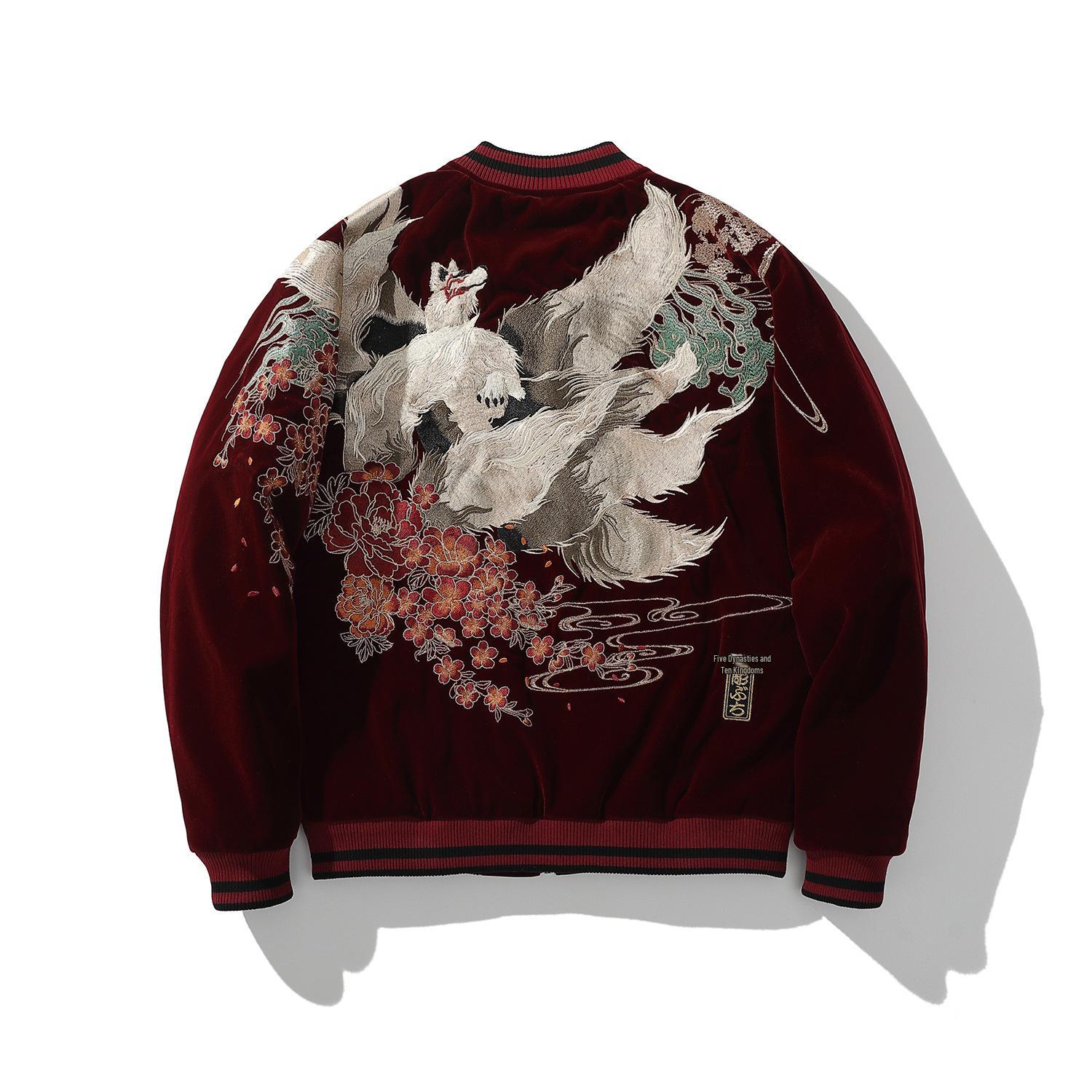 Huaxia Junpin Nine-Tailed Embroidered Men`s Casual