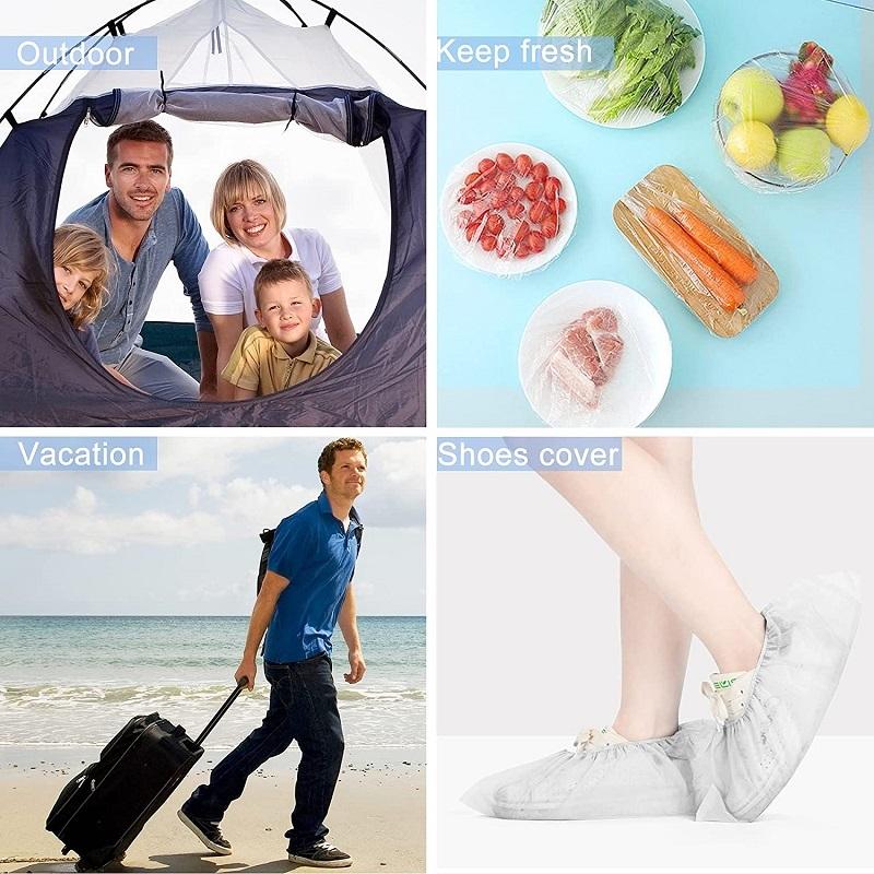 100 szt. Jednorazowe czapeczki pod prysznic Wodoodporne Plastikowe nakrycia głowy Kobiety Przezroczyste do farbowania włosów Salon Elastyczna czapeczka do kąpieli dla Hotelu Uroda