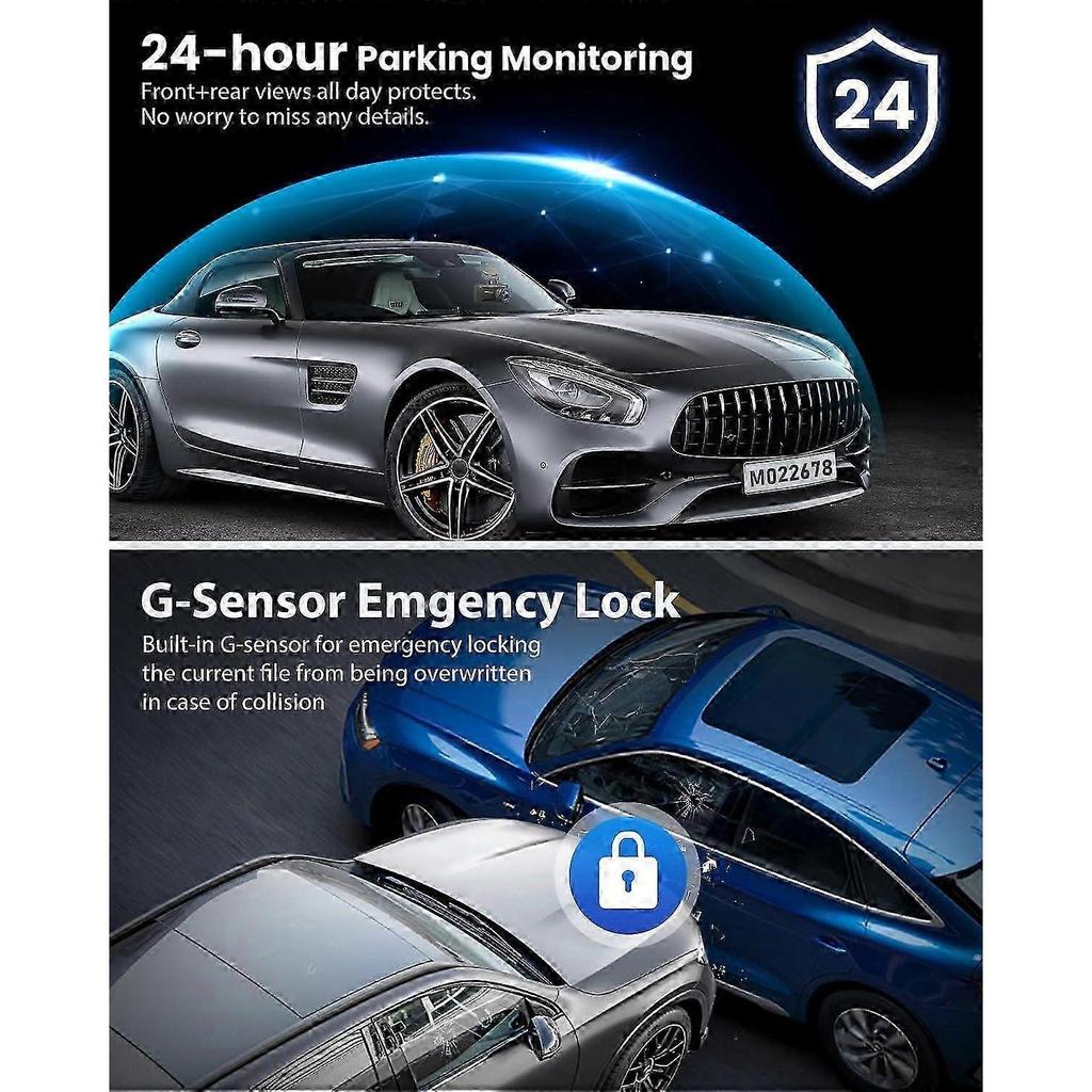 4K WiFi Dash Cam for Cars, Dual Channel Front & Rear Camera, Night Vision Capability, Parking Mode, 32GB SD Storage