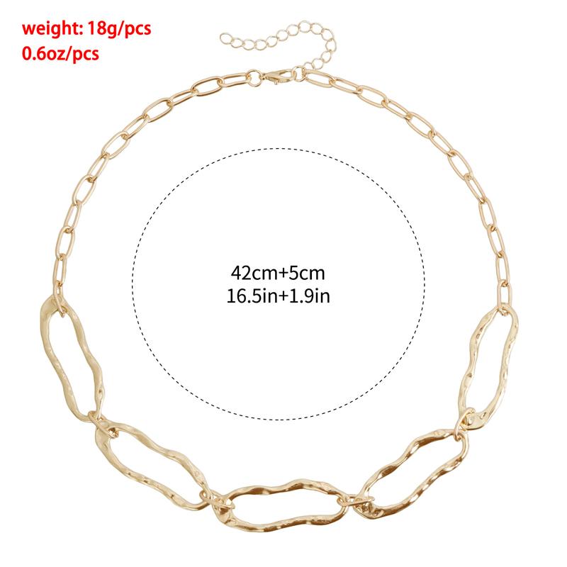 Minimalist Metal Irregular Hammer Pattern Adjustable for Women Fashion Gold Silver Color Oval Geometric Clavicle Chain Jewelry