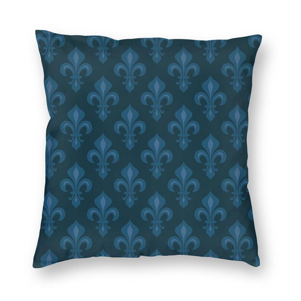 Royal Heraldic Lilies Square Pillowcase Polyester Linen Velvet Creative Zip Decorative Sofa Cushion Case