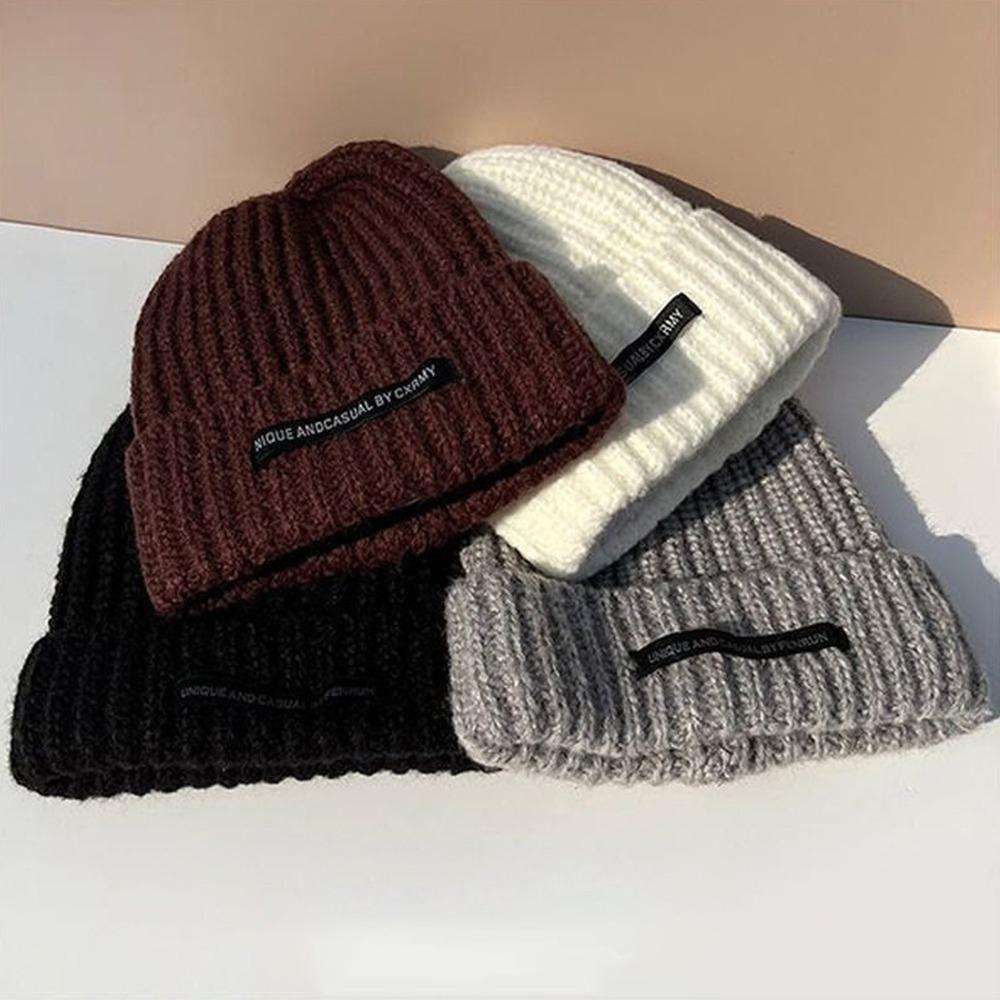 Winter Warm Knit Cap Solid Color Slouchy Bonnet New Leisure Cap  Women Men