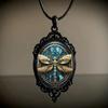 Gothic Retro Butterfly Suneye Life Tree Oval Pendant Black Leather Rope Necklace for Women Halloween Party Amulet Witch Jewelry