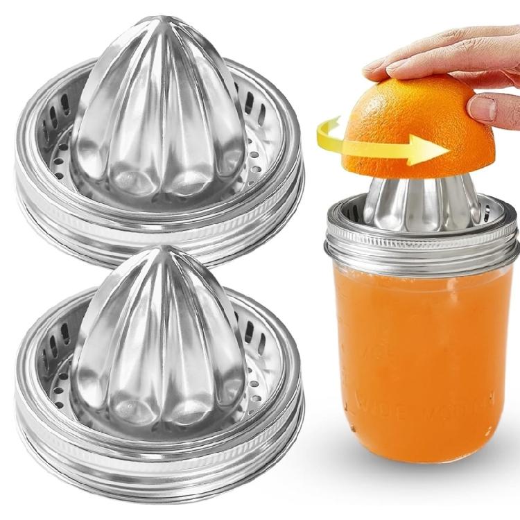 Tappo Spremiagrumi per Vaso Mason Acciaio Inossidabile Spremiagrumi Manuale per Limone Arancia Estrazione Succhi Lavabile in Lavastoviglie