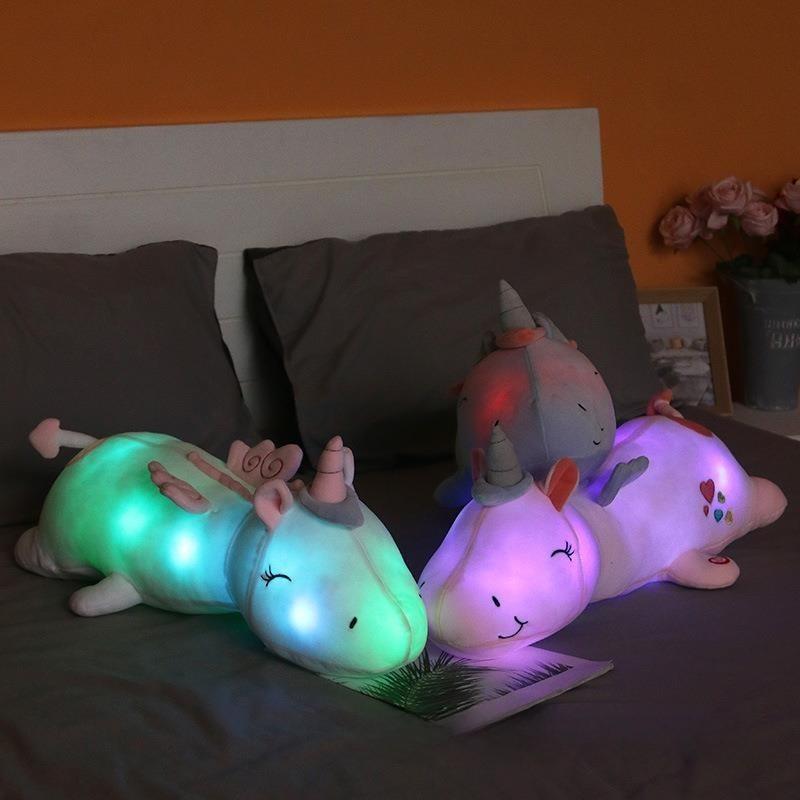 Luminous Creative Unicorn Plush Doll Long Pillow For Napping And Giving Gift