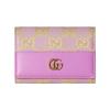 Doppel-G-Logo Druckknopfverschluss Canvas und Leder Kartenhalter Damen Kartenhalter Hellviolett Gelb 783120-FADAR-8741