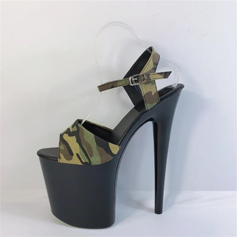 Fashion 20cm High Heel Sandals for Women 2025 New Summer Slim Heel Open Toe Army Green Ultra High Heel Waterproof Platform Women's Shoes