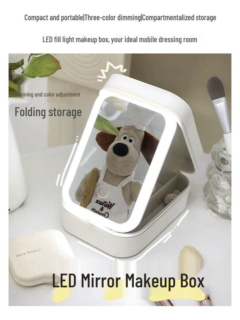 Foldable Jewelry Box with LED Makeup Mirror: Portable, Multifunctional Travel Organizer